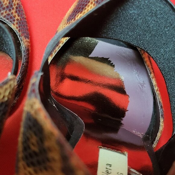 Simply Vera Strappy Leopard Print Stiletto Peep Toe Heel Shoes 8M - Picture 11 of 12